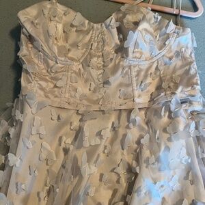 3D butterfly bridal midi length dress Large